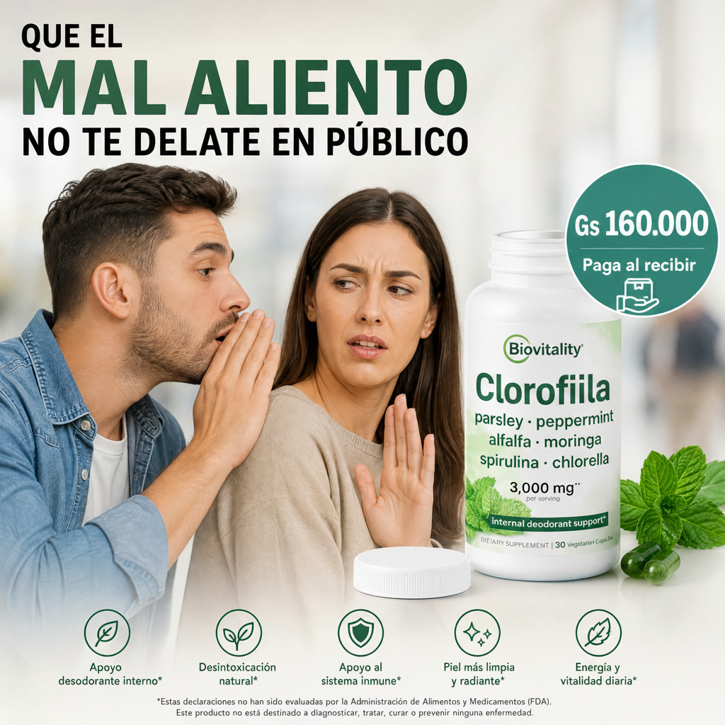 Que el mal aliento no te delate en público - Biovitality Clorofila